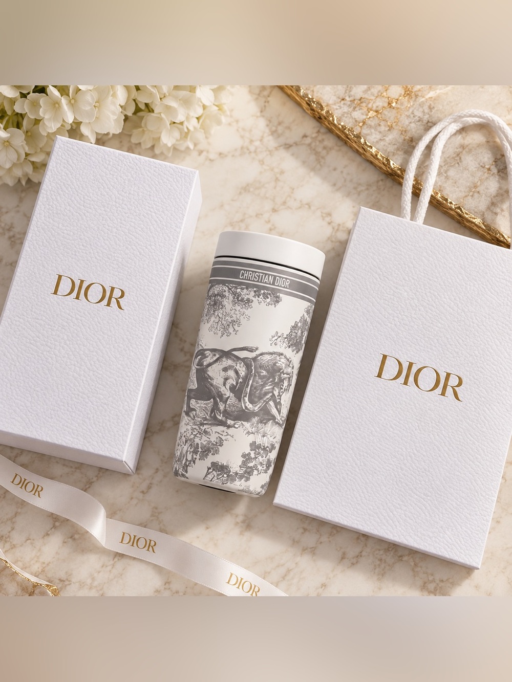 NEW CHRISTIAN DIOR TOILE DE JOUY INSULATED TRAVEL TUMBLER — VIP EXCLUSIVE